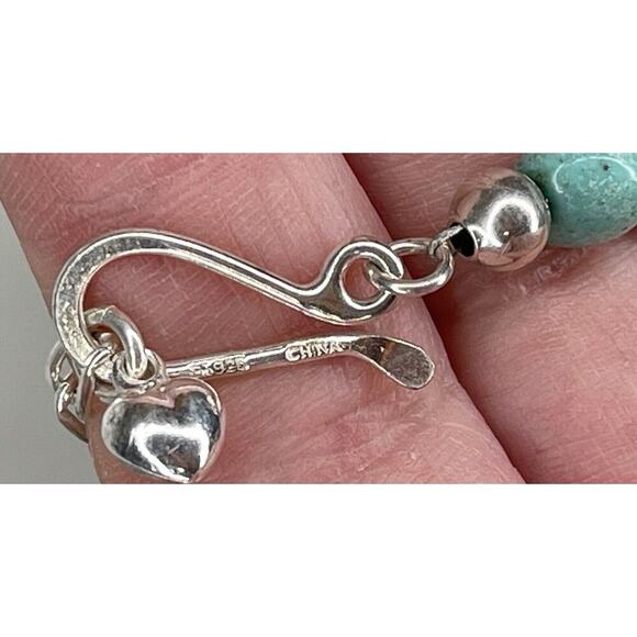 Signed Desert Rose Trading Company Flat Round Turqouise Stone Necklace 925 - Picture 6 of 6